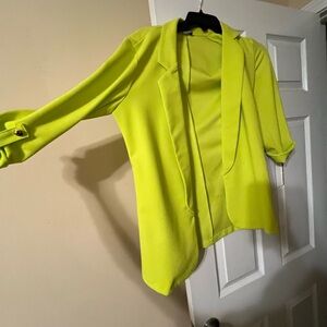 Yellow Waterfall Blazer with Asymmetrical Lapels